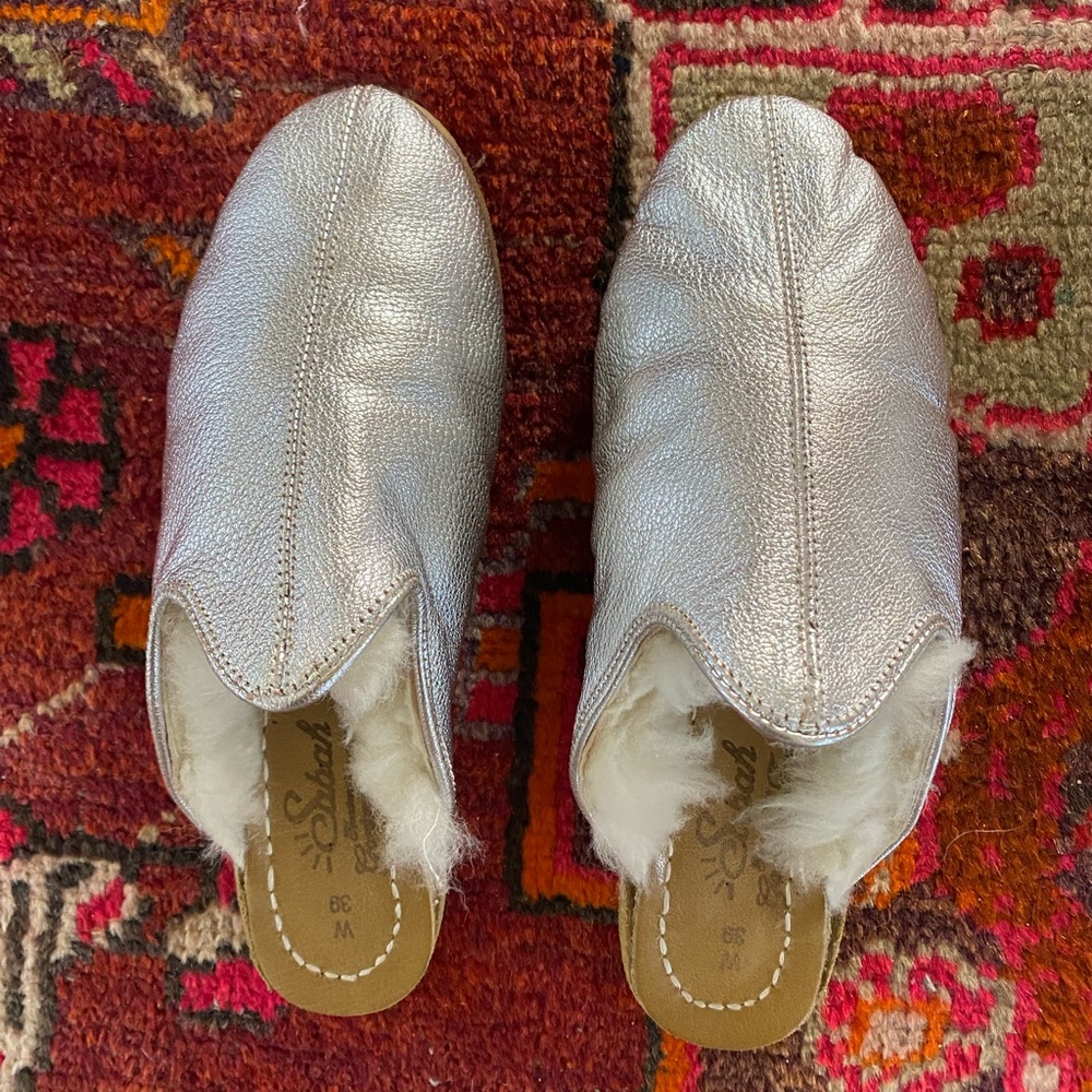 Sabah Babas Shearling Silver Metallic Size 39